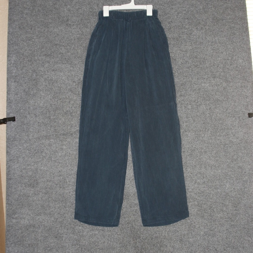 OJAI Pants Womens‎ M Blue Wide Leg Tencel Rayon Made USA Casual Corduroy Type